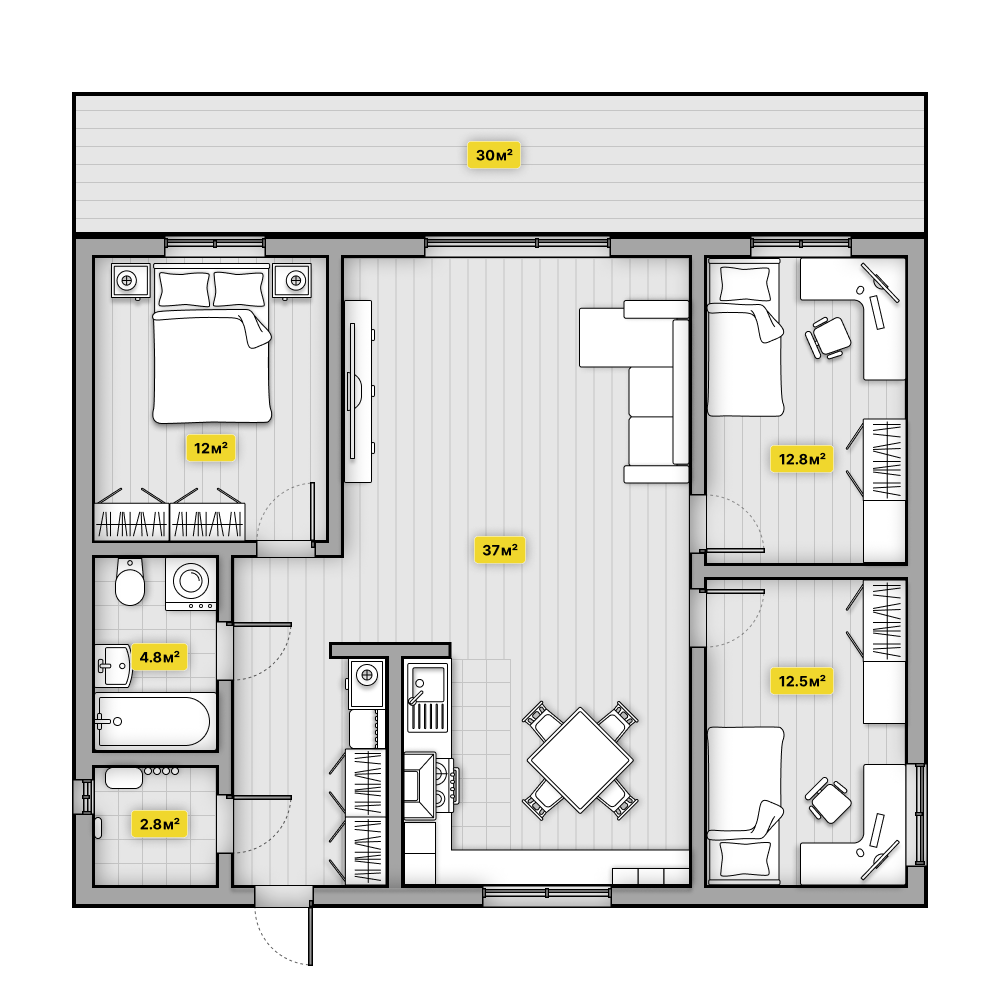 План дома из Теплоблока в Красноярске - Флагман-Смарт 120 м²
